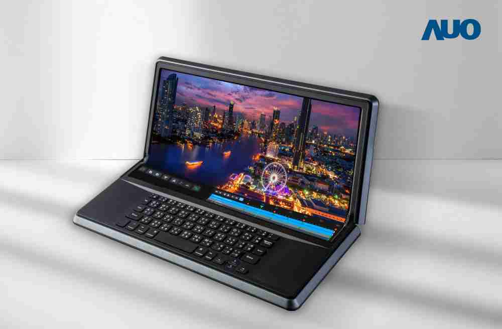 开云电子14.6吋Micro LED折迭显示屏幕，，搭配半径4mm的弯折绞炼，，，，以及高画素、、、高亮度、、高对比度的显示技术特点，，，即便在大视角下仍保有绝佳色相与亮度